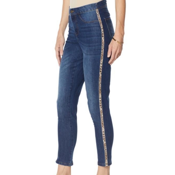 cenia convi jeans ankle Length Jeans Basic Signature Style with Leopard print - Picture 1 of 13